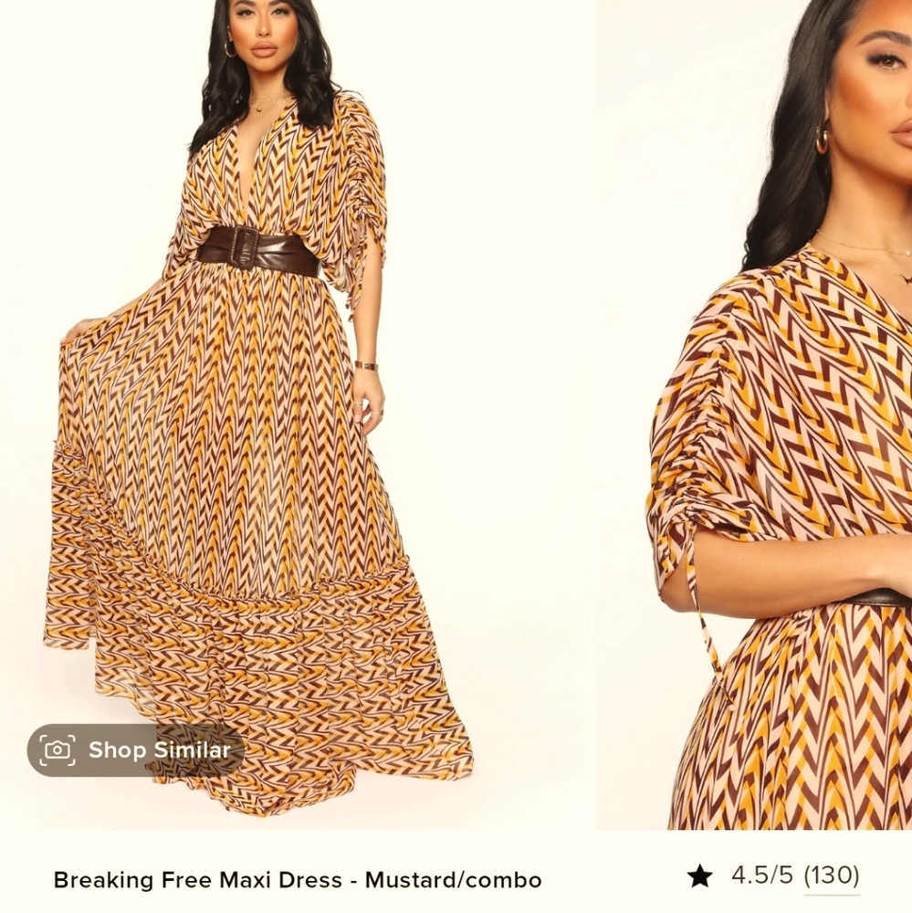 Breaking Free Mustard Dress- Mustard/Combo size M